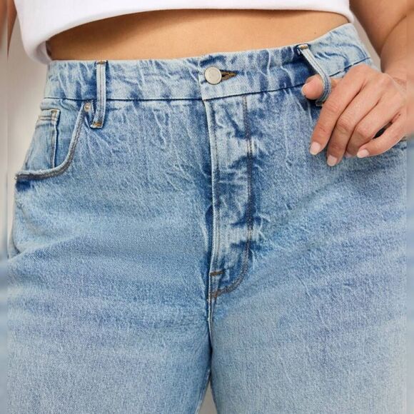 Good American 90s Mom Jeans Light Wash Distressed High Rise Size 6/28 #Y2K - Picture 3 of 11